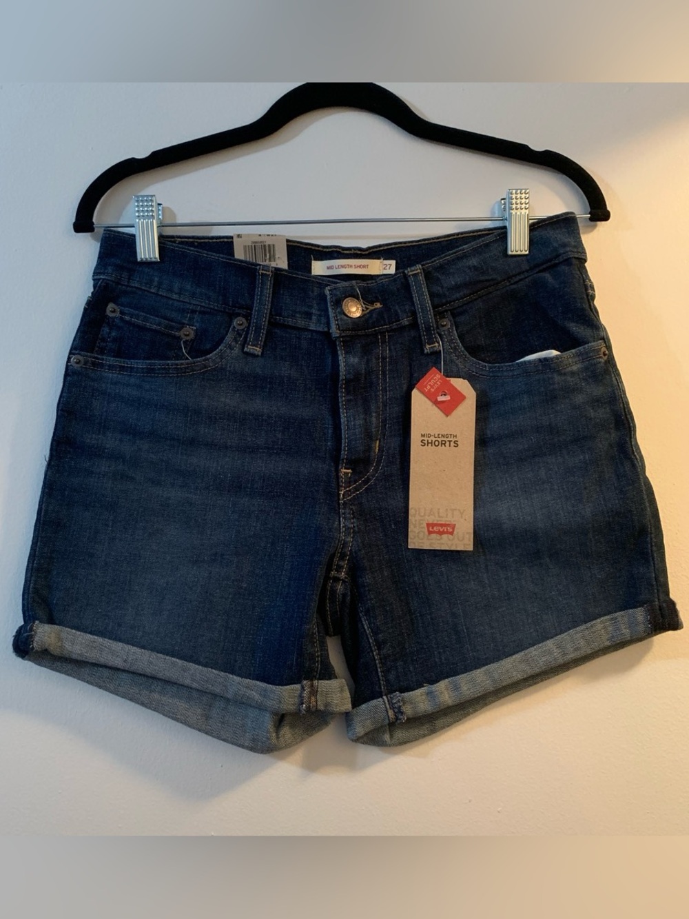 Levi's Dark Blue Cuffed Denim Jean Shorts